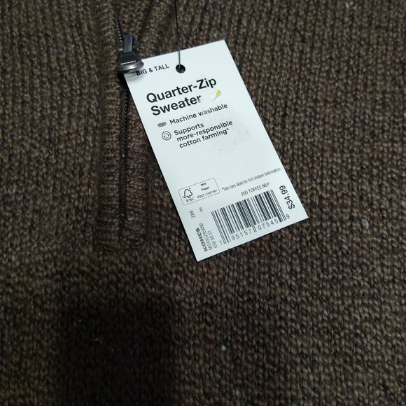 NWT Sonoma Big Men's Quarter Zip Sweater - Picture 3 of 5
